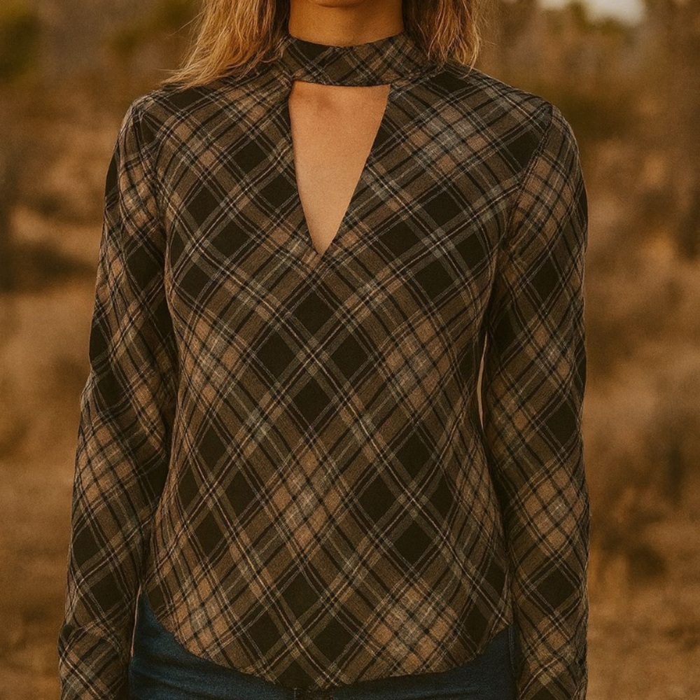 Veronica Beard Plaid Top With back Bow Detail Size 0